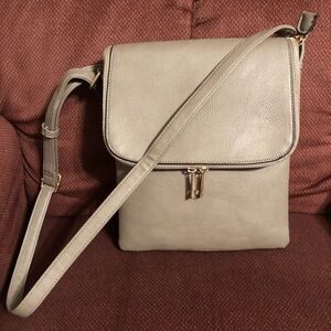 Elegant Tan-Gray Carry Concealed Crossbody Bag